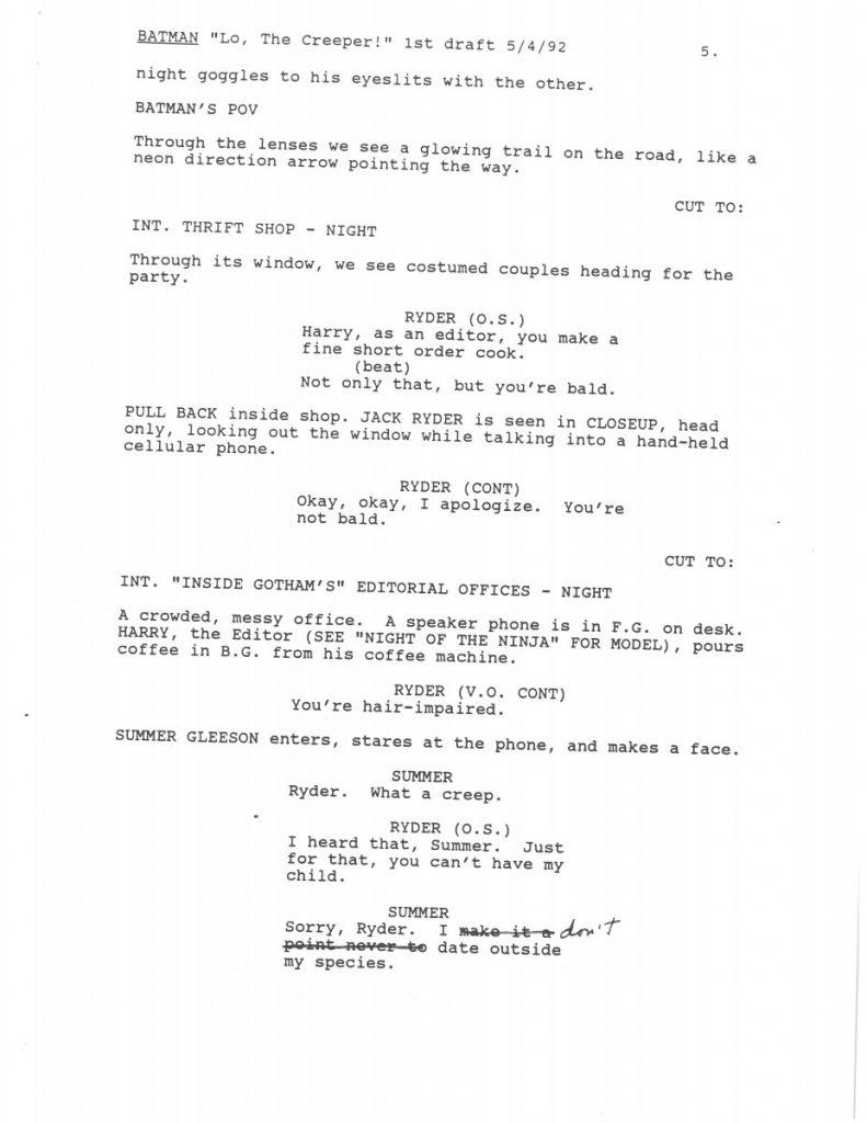 BTAS Batman: The Animated Series - The One and Only Gun Story Script 01 (First Draft) - Page 06