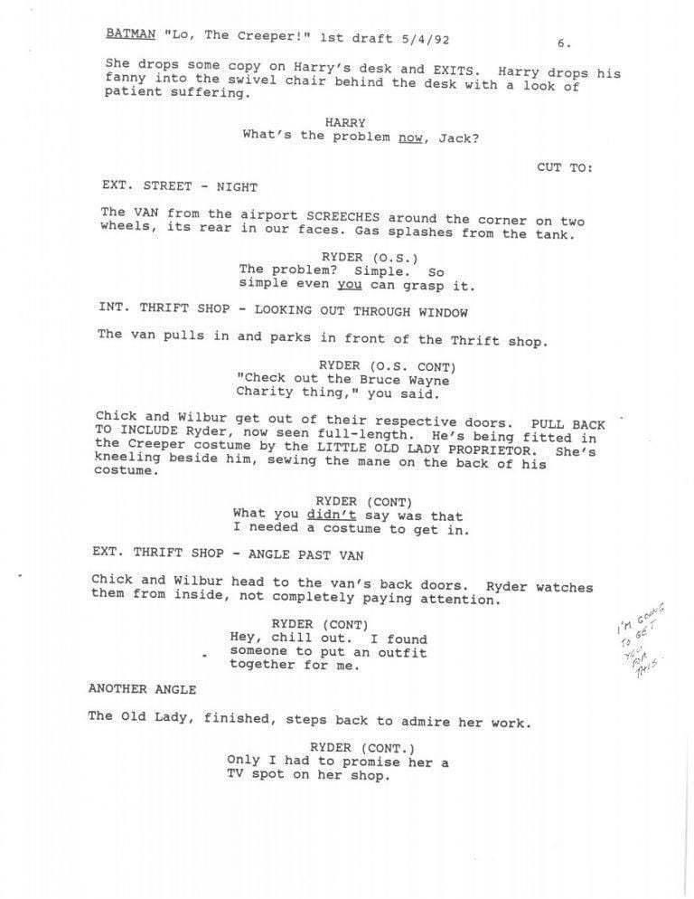 Batman: The Animated Series - Extras - Lo, The Creeper! Script (First ...