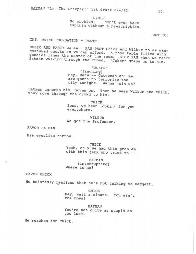 Batman: The Animated Series - Extras - Lo, The Creeper! Script (First ...