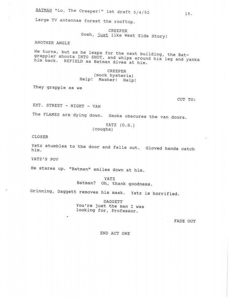 Batman: The Animated Series - Extras - Lo, The Creeper! Script (First ...