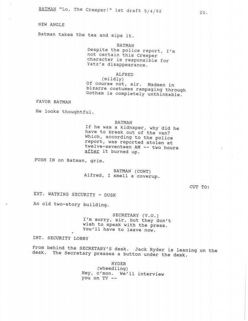 BTAS Batman: The Animated Series - Extras - Lo, The Creeper! Script (First Draft) - Page 21