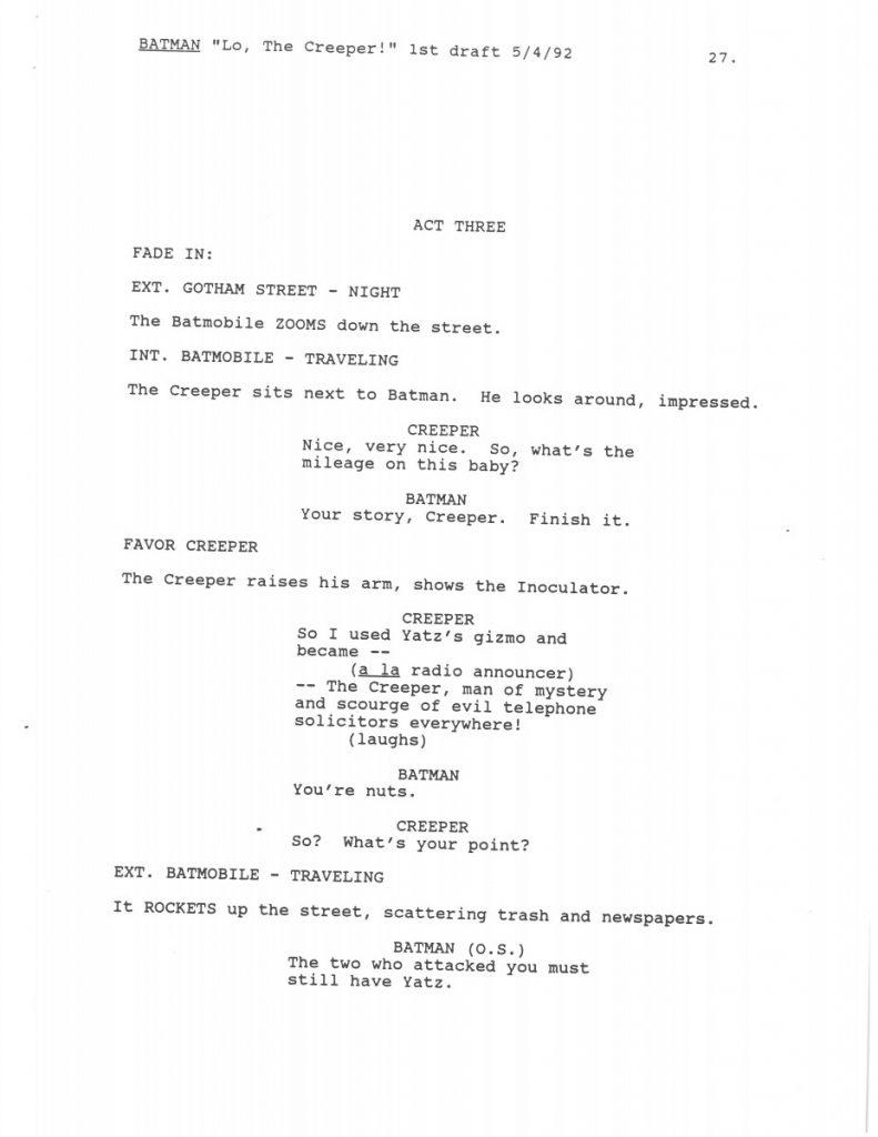 BTAS Batman: The Animated Series - Extras - Lo, The Creeper! Script (First Draft) - Page 28
