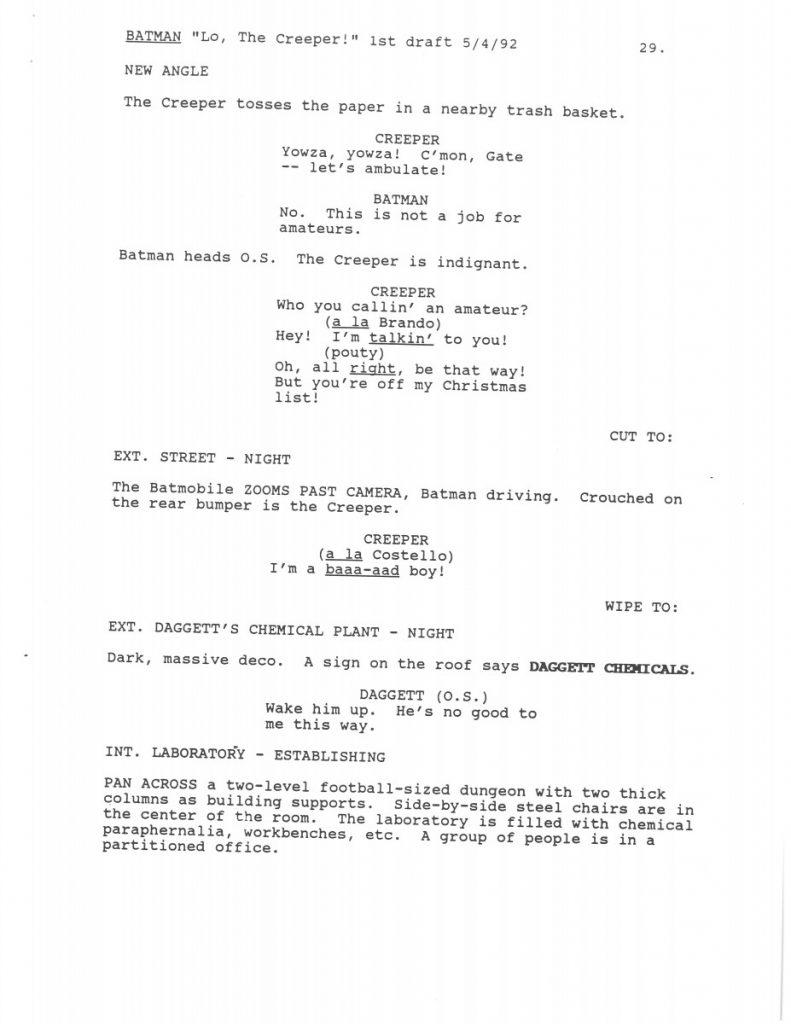 BTAS Batman: The Animated Series - Extras - Lo, The Creeper! Script (First Draft) - Page 30